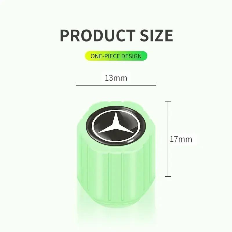 BLZ3   4pcs Car Tyre Valve Stem Luminous Caps Fluorescent Decor For Mercedes Benz B/C/E/S Class A Class C200L GLC GLE CLA Accessories