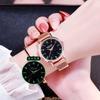Fashionable Trendy Ladies' Night Light Watch Decorative Quartz Dial Casual Style Rose Gold Starry Sky Dial Non-waterproof