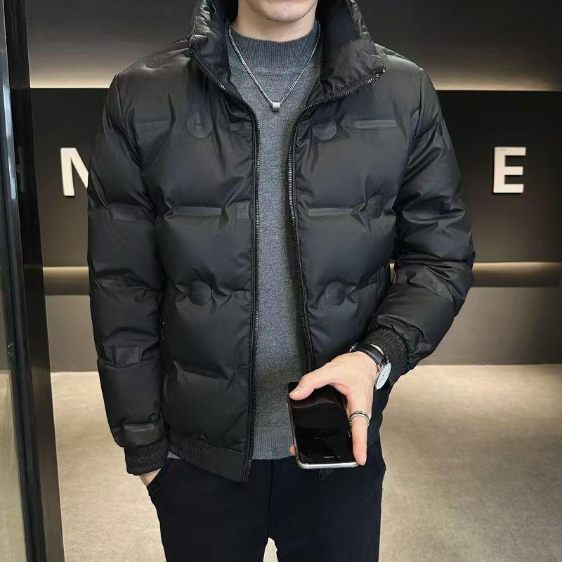 2025 Men s Lightweight Winter Down Jacket: Korean Style, Trendy Short Stand Collar, Thickened Coat M (80-95 kg)