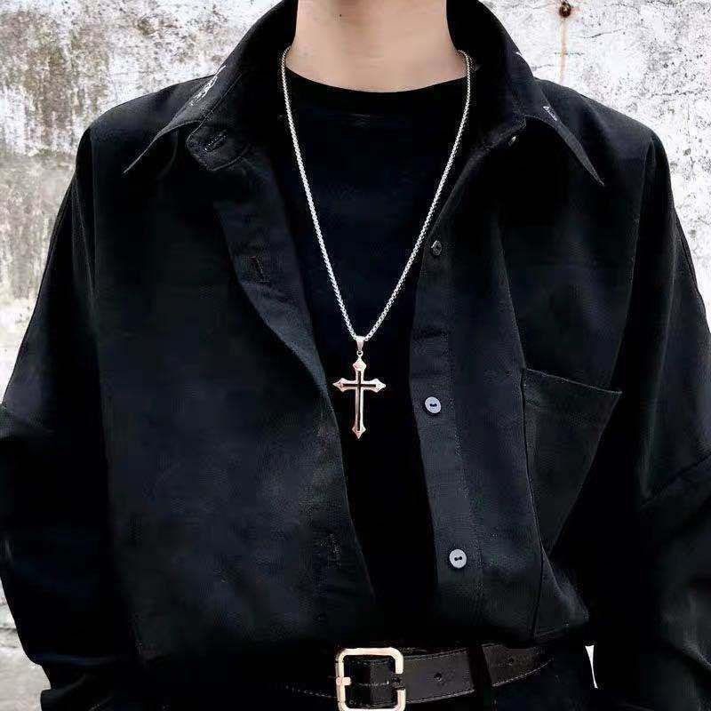 Trendy Men's Cross Necklace: Light Luxury Hip Hop Style