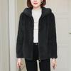 Women's Warm Zippered Hooded Sweater Solid Color Coral Velvet Loose Lamb Wool Jacket Double Sided