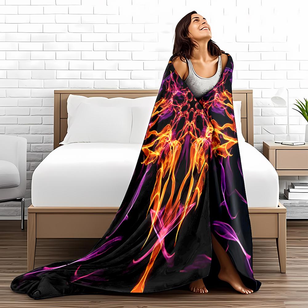 Abstract Fire Pattern Area Blanket with Black Background, Blanket Blanket, Suitable for Use In the Bedroom, Living Room, On the Sofa