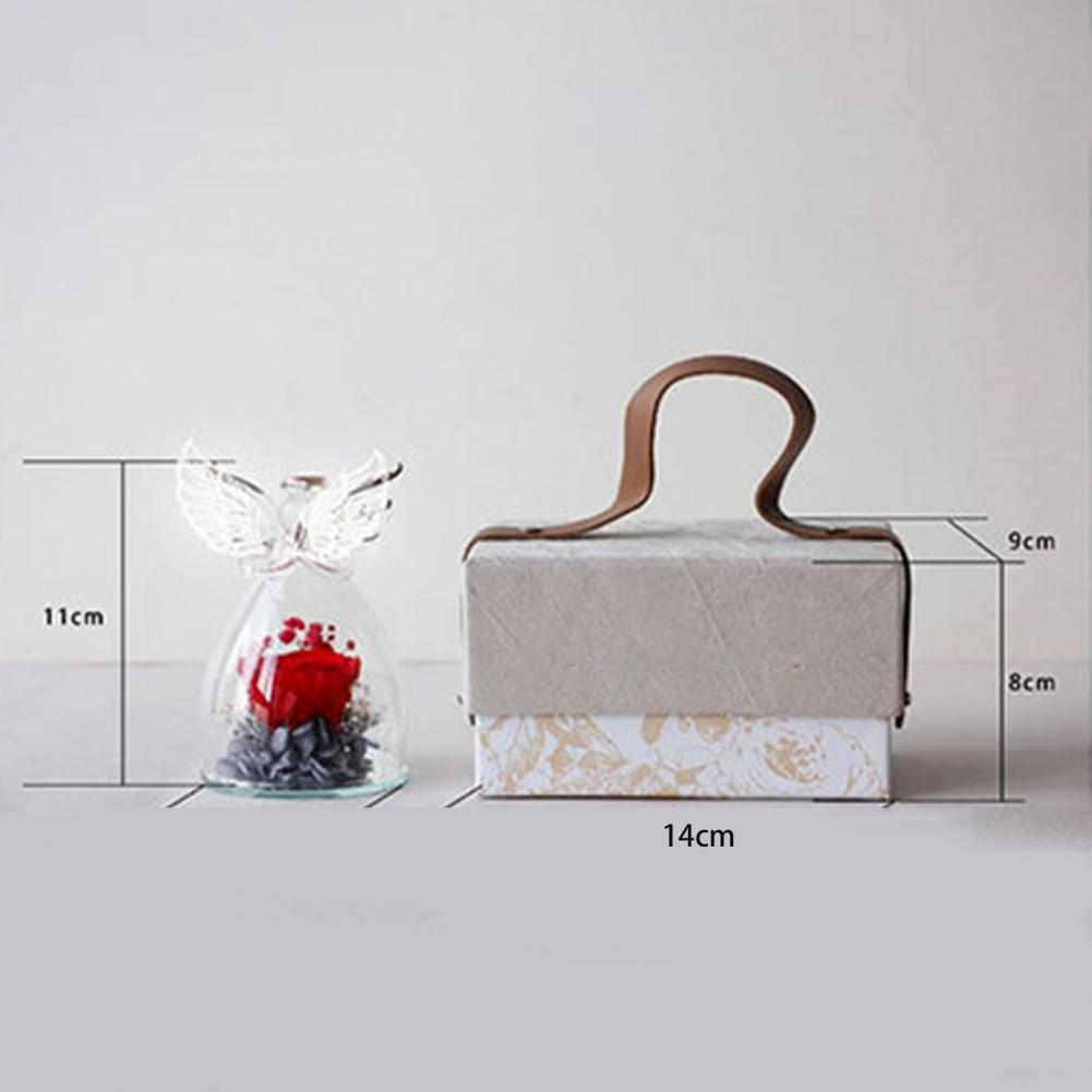 1 Set Little Angel Preserved Roses In Glass Forever Eternal Rose Flower Christmas Birthday Valentine Day Wedding Gift Women Girl