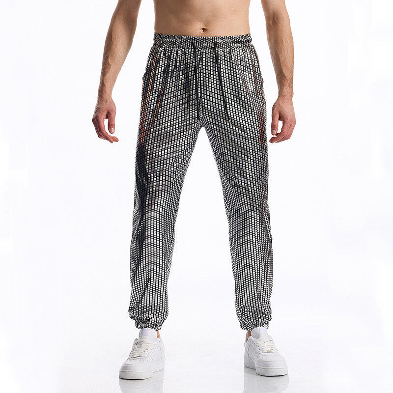 

Мужские модные брюки с геометрическим принтом, зауженного кроя, с эластичной талией и манжетами, легкие повседневные брюки XXXL серебряный