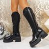 Knee High top Women Chunky Platform Goth Fashion Heeled New Pumps Winter Heels Woman Chelsea Boots Botas Mujer