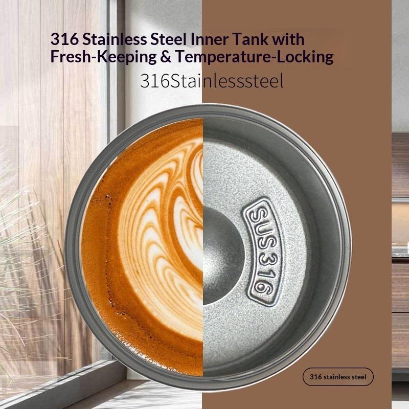 Cartoon Pattern Coffee Cup 316 Stainless Steel Thermos Cup Portable Double Drinking Straw Water Cup