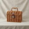 Basket with Lid and Handle Rattan Basket with Handle Portable Sturdy for Home Storage, Picnics