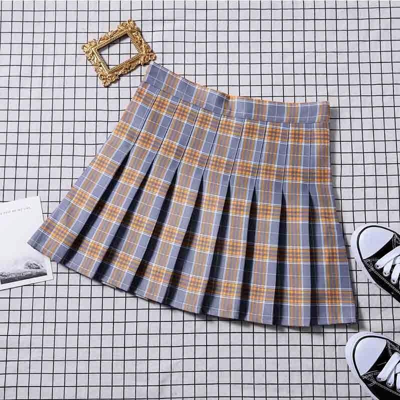 Gonna a pieghe scozzese a vita alta da donna Gonna corta da donna Gonna a trapezio alla moda Mini gonna da tennis casual