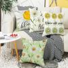 Summer Chrysanthemum Pillowcase Green Plant Flower Polyester Printed Sofa Cushion