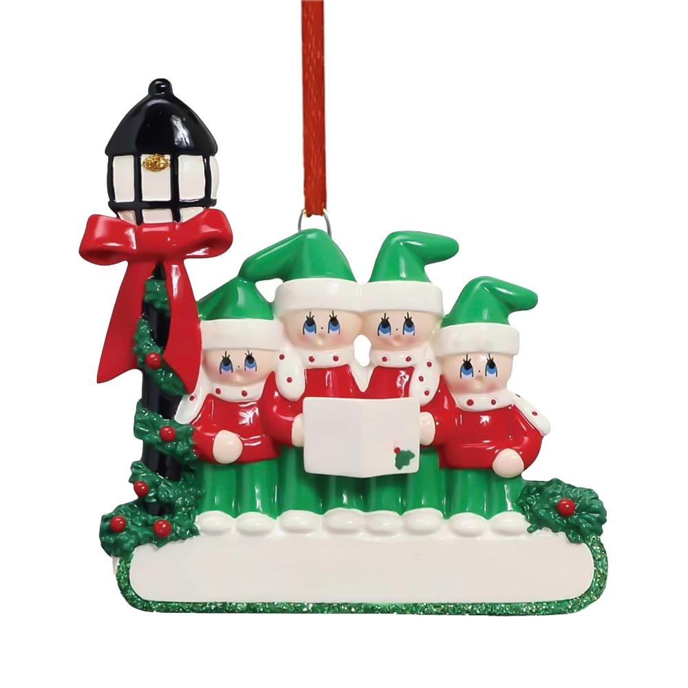 Street Lamp Christmas Family Ornaments Snowman Color Painting Family Blessings Pendant Decorative Resin Christmas Tree Ornaments