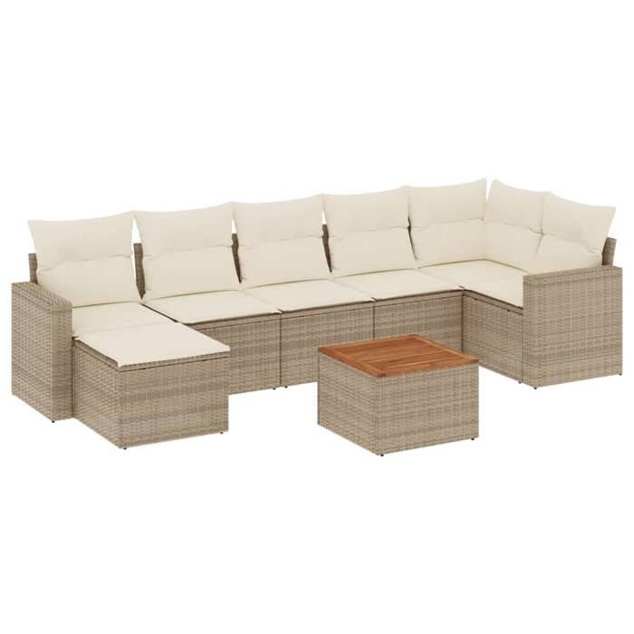 VidaXL Salon de Jardin avec Coussins 8 pcs, Canapés de Terrasse, Ensemble de Meubles de Patio, Mobilier d'Extérieur, Beige 3224231
