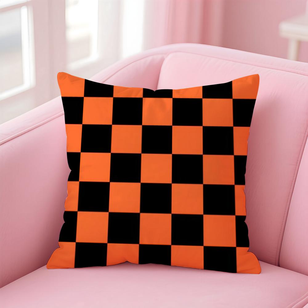 Classic Checkered Square Cushion Cover Linen Pillowcase Cover Soft Decor for Sofa Home Room