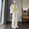 Women's Lambswool Wide-Leg Sweatpants, Autumn/Winter Narrow Straight-Leg, Tall Plus Velvet, Extra Length, Outerwear Cotton Pants.