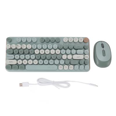 2.4G Bluetooth Wireless Keyboard Mouse Combo Retro Colorful 3 DPI Adjustable Round Keycaps Quiet