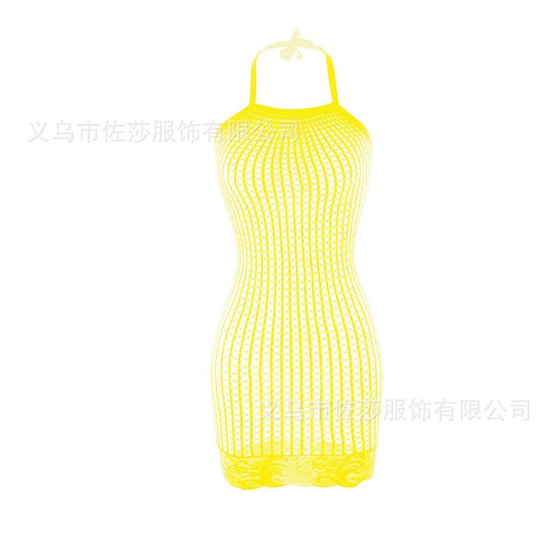 Sexy Neck Lingerie Women's Hollowed-out Tight Mesh, Burst Breasts, Perspective Hip Skirt, Uniform Temptation