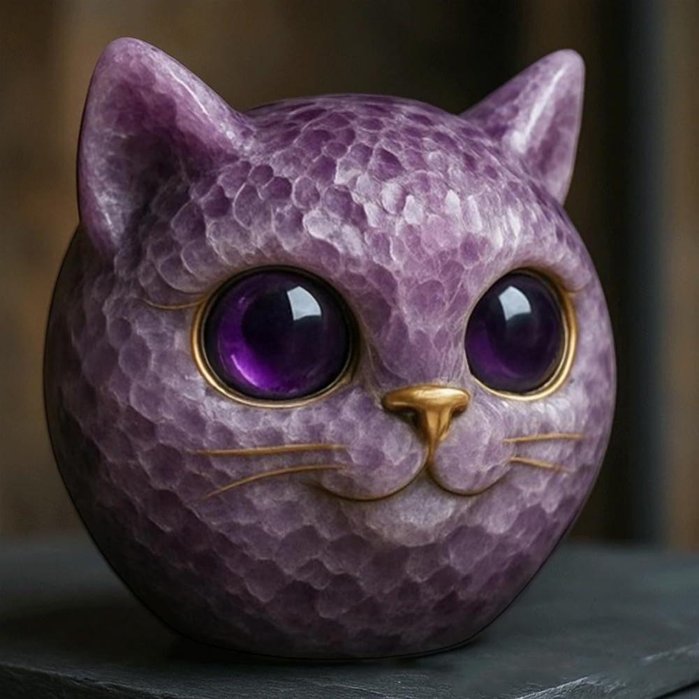Resin Cat Ornament Balancing Cat Sculpture Hand-carved Cat Stone Sculptures Elegant Home Decor Healing Stones for Lovers Mini