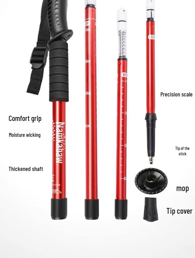 Bâton de trekking rétractable en aluminium pour la randonnée et la marche