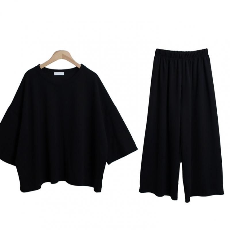 Shop   Women S looSe FiT eaSy Wear T ShirT And bAnding panTS SeT Dark Gray Bygo 