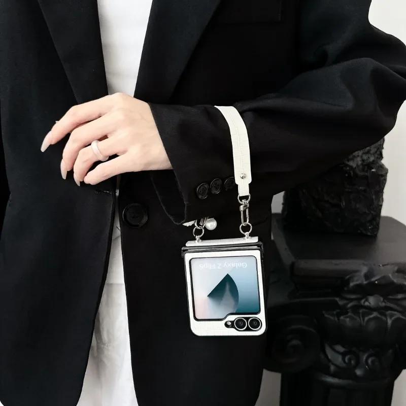 PU-Leder Alligator Muster Handschlaufe Handyhülle für Samsung Galaxy Z Flip 7 6 5 4 3 5G Schutz Stoßfeste Hülle