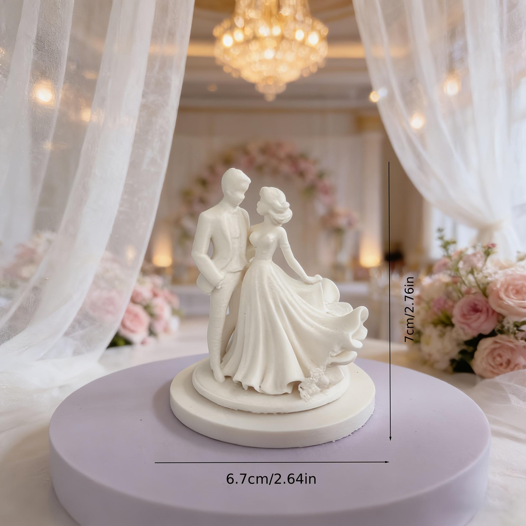 

1PC Newlywed Couple Ornament Statue, Elegant Bride and Groom Plastic Center Decoration, Suitable for Weddings