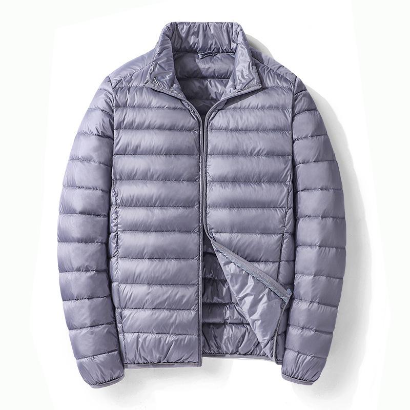 Men's Gray Lightweight Short Down Jacket - 2024 Autumn/Winter Trendy Casual Style