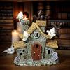 Haunted House Figurine Indoor Resin Halloween Room Decor 5.3Inch Glowing Figure Lighted Statue For Table Women Workplace Shelf