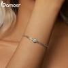 BAMOER White Gold Plated Moissanite Twisted Bracelet, 925 Sterling Silver VVS1 Round Moissanite Dainty Adjustable Bracelet