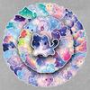 50 Waterproof Kawaii Starry Sky Cat Stickers for DIY Journals, Phones, and Water Bottles