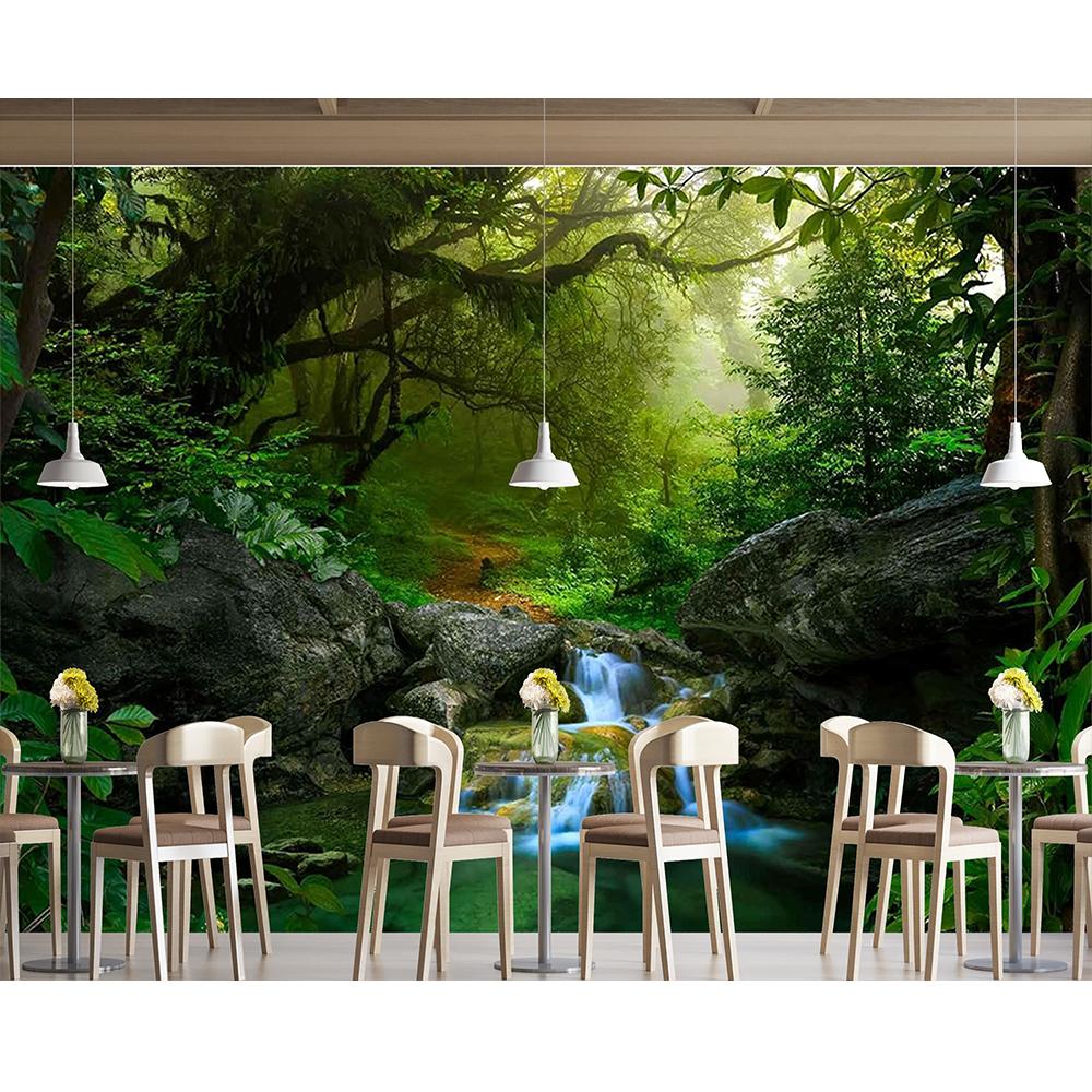 Modern Forest Mural Waterfall Wallpaper Large Landscape Nature Wall Mural For Bedroom Living Room Home Decor