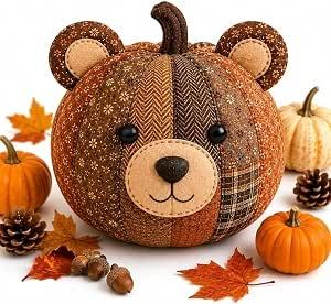 DIY Animal Pumpkin Sewing Kit Woodland Patchwork Craft Set Pre-cut woodland animal pumpkins for relaxing sewing cozy fall decor and heartfelt hand