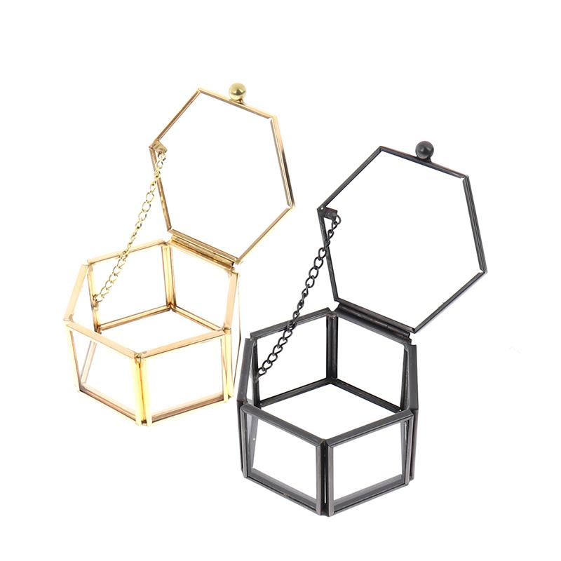 Geometrical Glass Jewelry Box Jewelry Organize Holder Ring Box Jewelry Storage