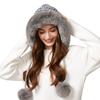 Knitted Hat Winter Big Hair Collar Thick Wool Hat Women's Three Hair Ball Warm Hat