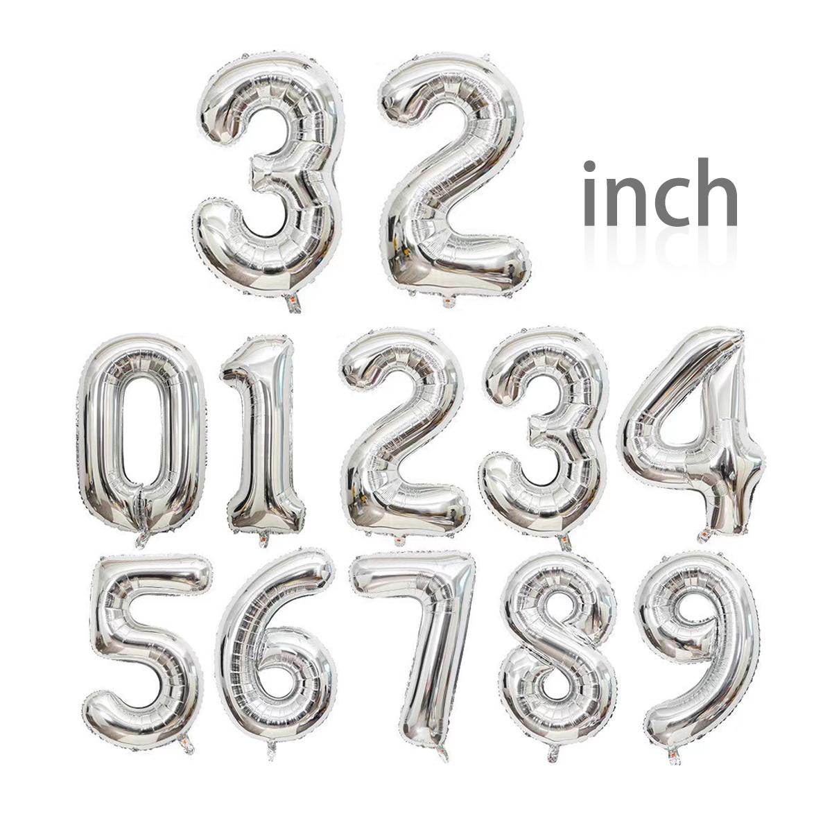

32 inch gold and silver number balloons, birthday party, Valentine s Day wedding, anniversary, New Year party decoration 5&32inch серебряный