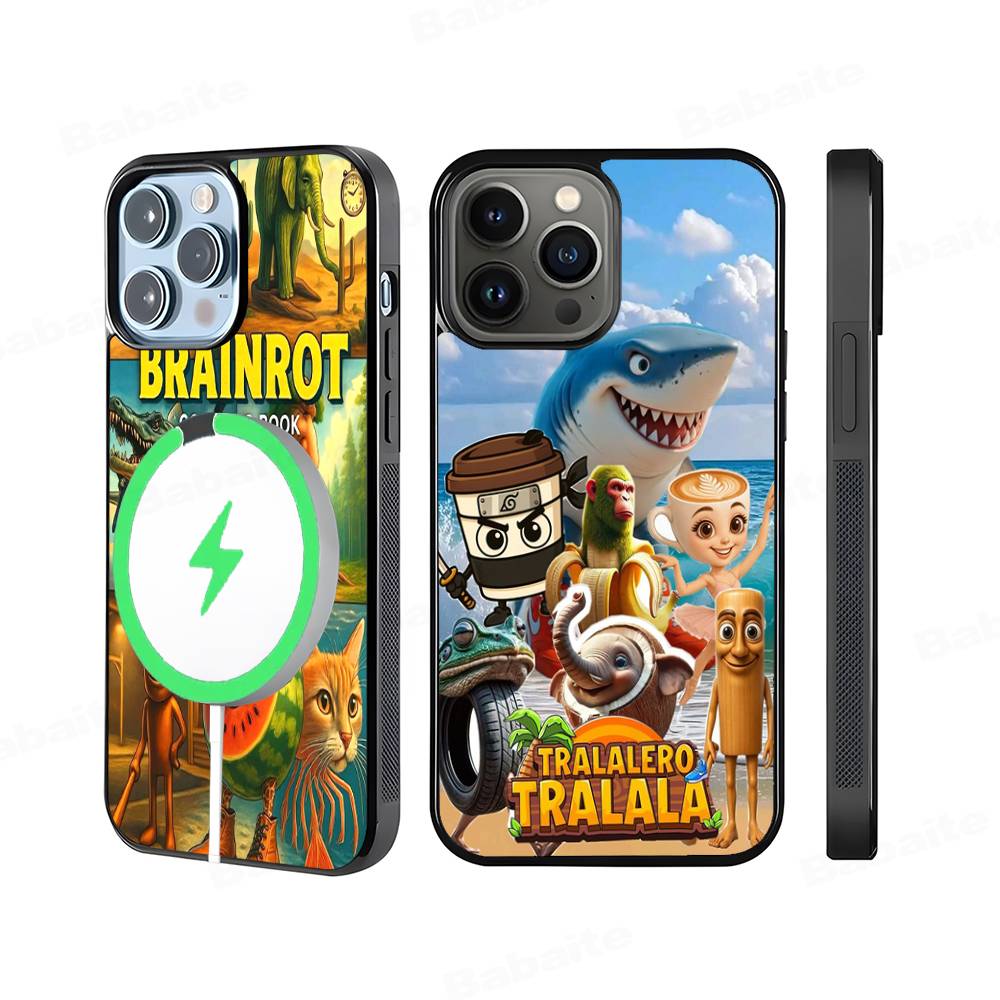 Italian Brainrot Tung Tung For Magnetic Wireless Phone Case For IPhone 17 16 15 14 Plus 13 12 11 Pro Max