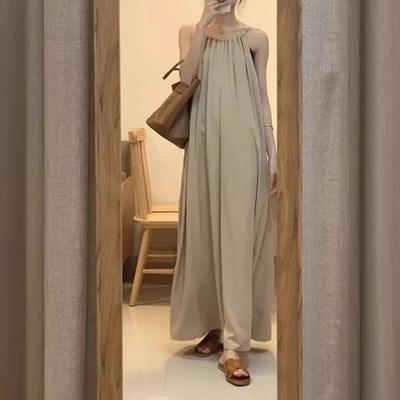 Unique Coffee Break Sleeveless Suspender Dress Children's Summer High-end Temperament Seaside Vacation and Ankle Dress Is Super Beautiful