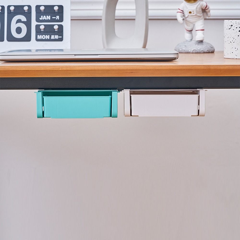 Space Saving Stationery Storage Box Self-Adhesive Table Bottom Organizer Shelf  Cosmetics