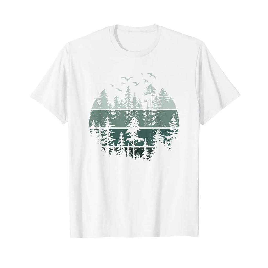 Vintage Forest Trees Wildlife Nature T Shirt Vintage Designer Clothes Top For Everyday Wear Versatile Slightly Homme