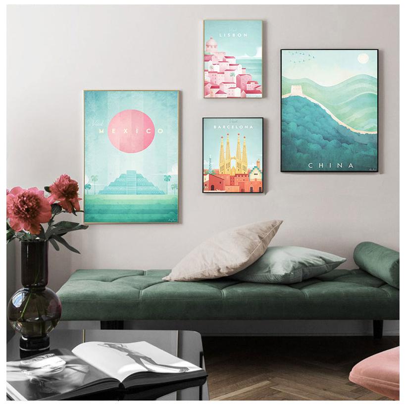 Famous World Travel Rome Poster Spain Attractions Canvas Painting Wall Art Posters and Prints Pictures For Living Room Decor No Frame