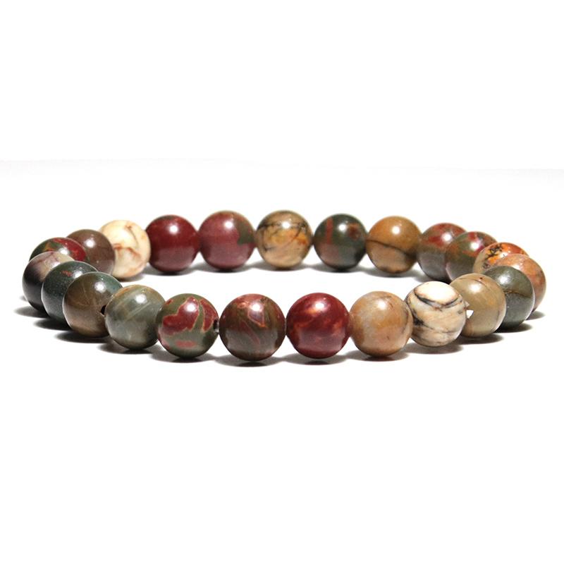 New Simple Style 8mm Gemstone Stretch Beaded Bracelet Men Women Natural Tiger Eyes Lava Onyx Stone Hand Accessories Pulseria