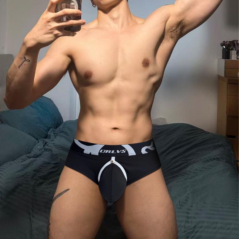 Seksowne męskie bezszwowe oddychające bokserki fitness z elastycznym wytłaczanym pasem