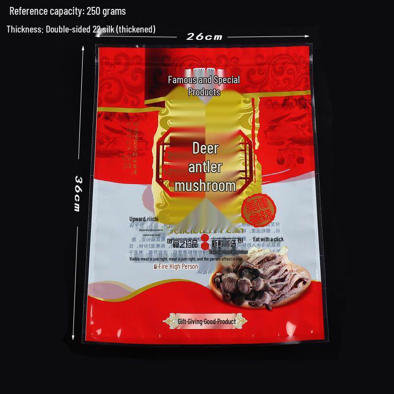 Velvet Antler Mushroom Gift Bag: 250g Self-Sealing Local Specialty, 1lb Edible Mushroom Bag