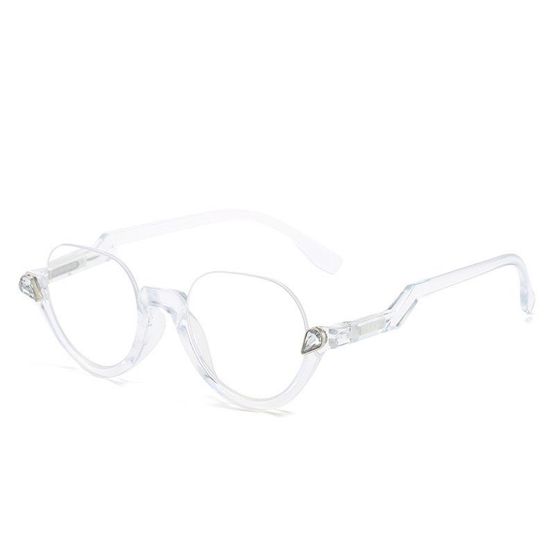 

Elegant Half-Frame Reading Glasses with Spring Hinges, Diamond Accents & Anti-Blue Light Lenses +250 Degree