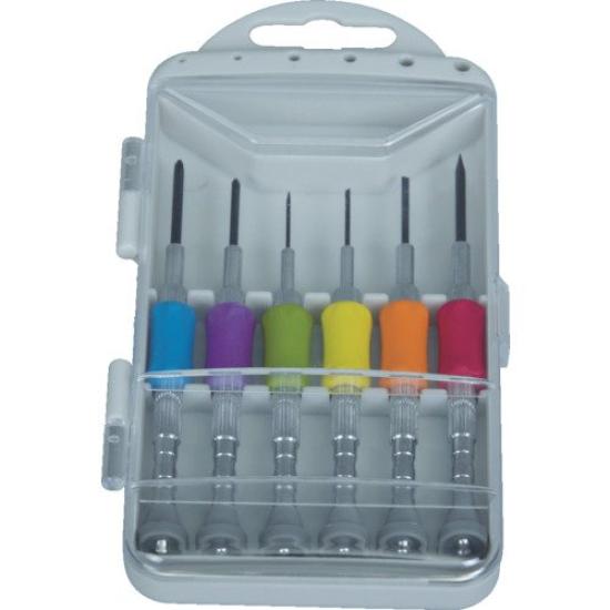 

TRUSCO Набор прецизионных отверток с амортизирующей рукояткой TCSDA6S из 6 штук,