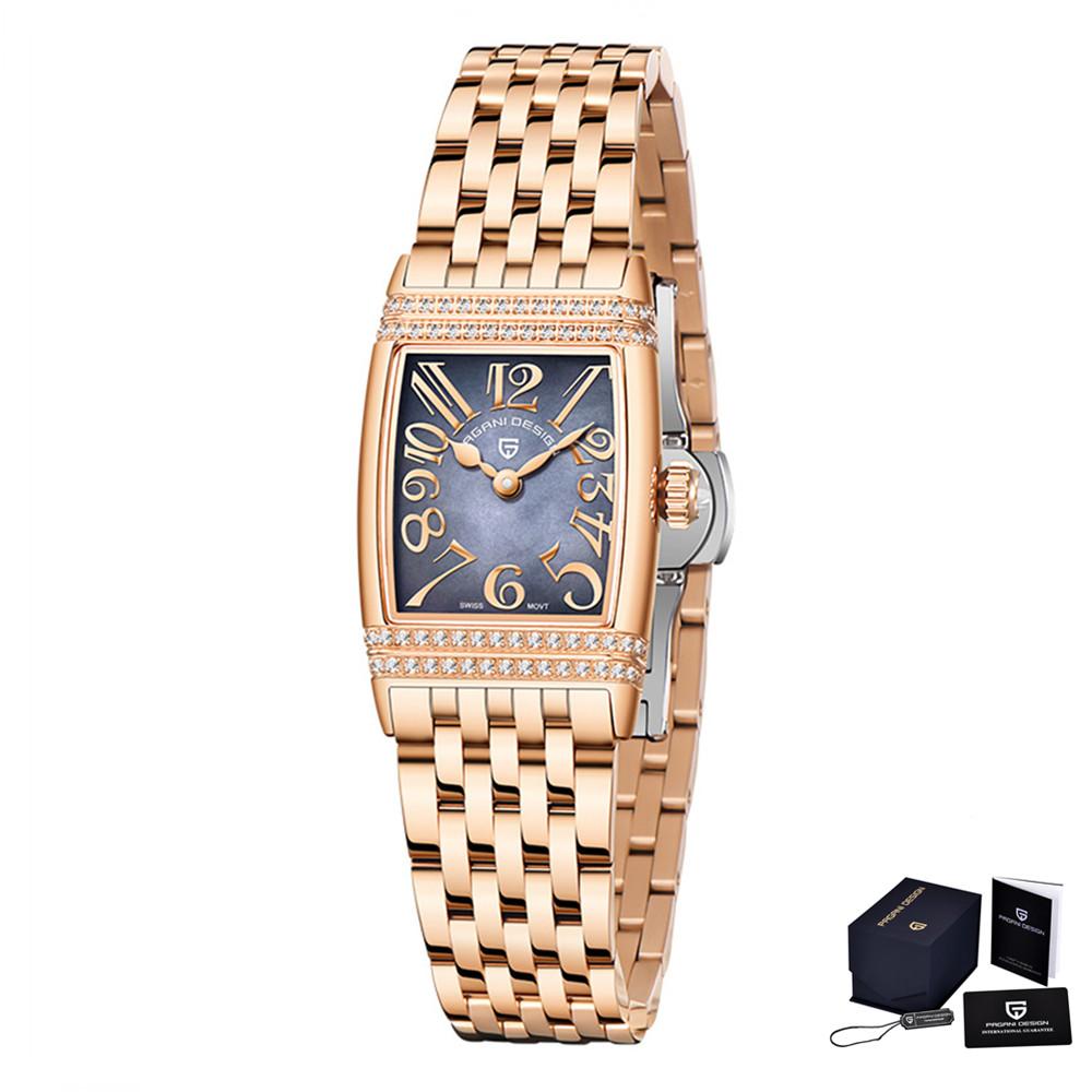 PAGANI DESIGN Luxus Mode Damen Quarz Uhr Schweizer Ronda Uhrwerk Saphir Edelstahl Wasserdichte Uhr Geschenk für Frau