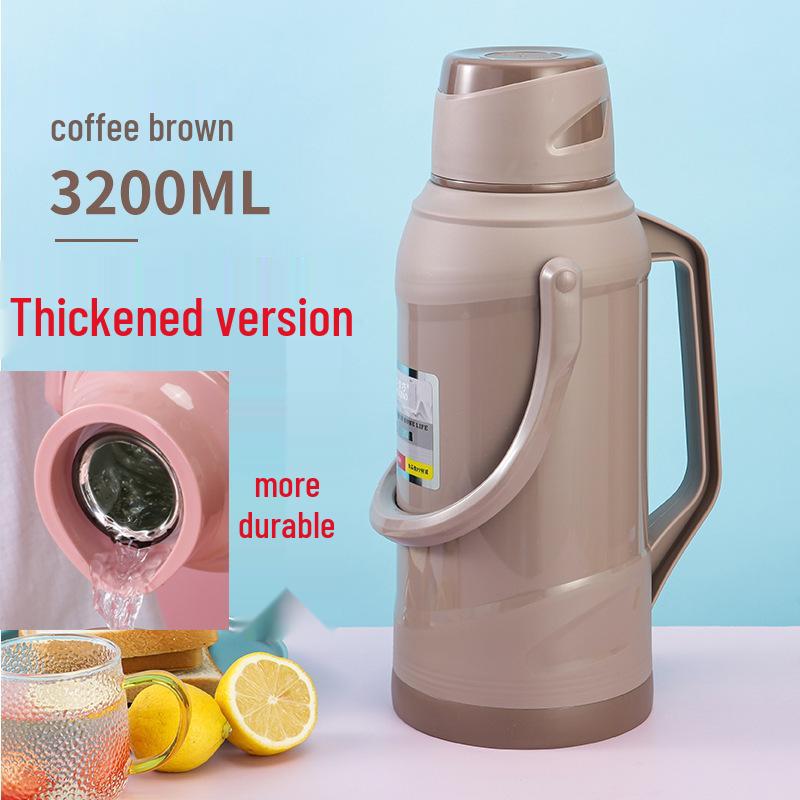 Leather-Covered Glass Liner Thermos Bottle for Dorms - Keeps Water Hot