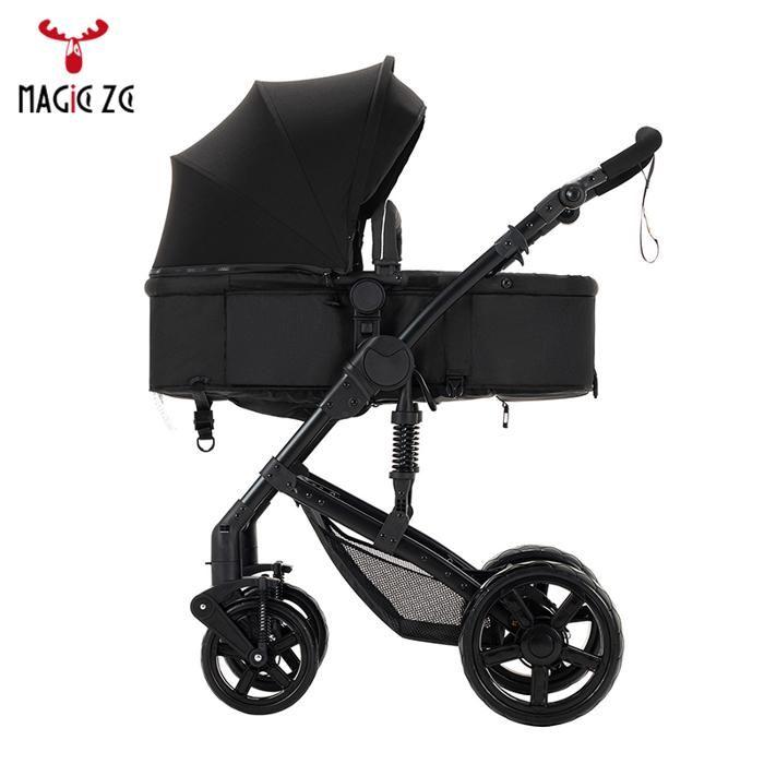 Passeggino Magic ZC Passeggino 3 in 1 Passeggino Passeggino trio 3 in 1 Seduta reversibile Con braccioli 0-3 anni Max 15 kg Borsa a mano Nero