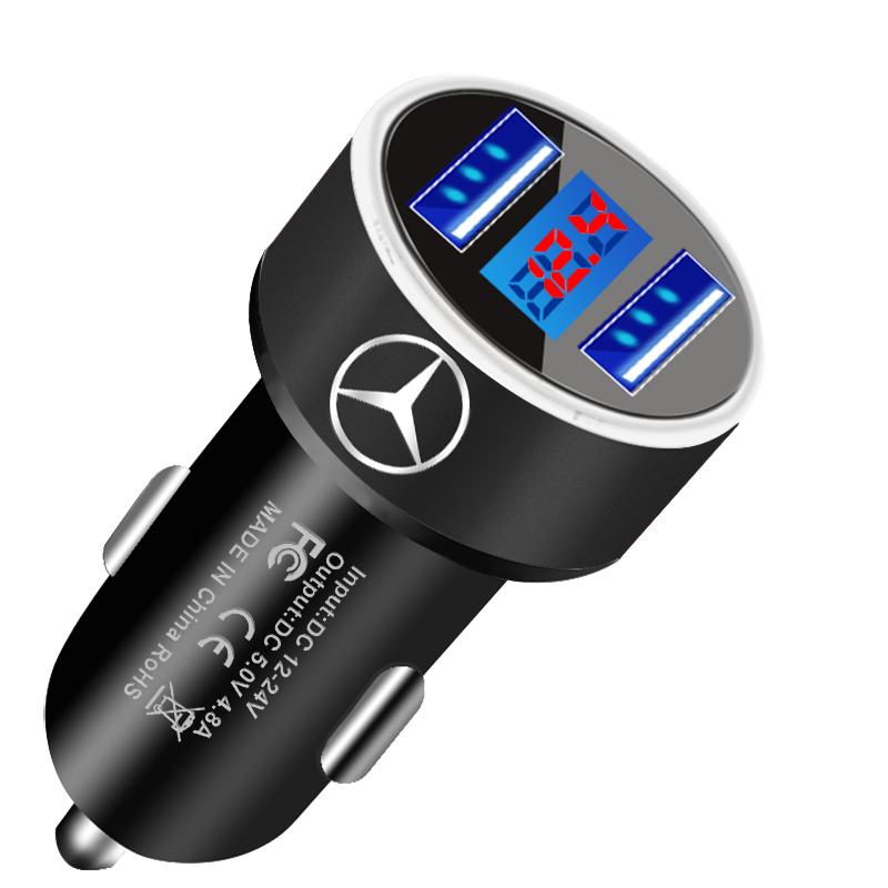 Car Charger 2 USB Ports Fast Charging Digital Display Car Accessories For Mercedes-Benz AMG W212 W220 W221 W222 W108 W126 W140 W168 W169 W176 W177