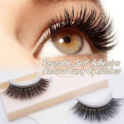 Self Adhesive False Eyelashes Reusable Natural 3D Lashes Curly Stick On Eye Lashes Glueless Lash