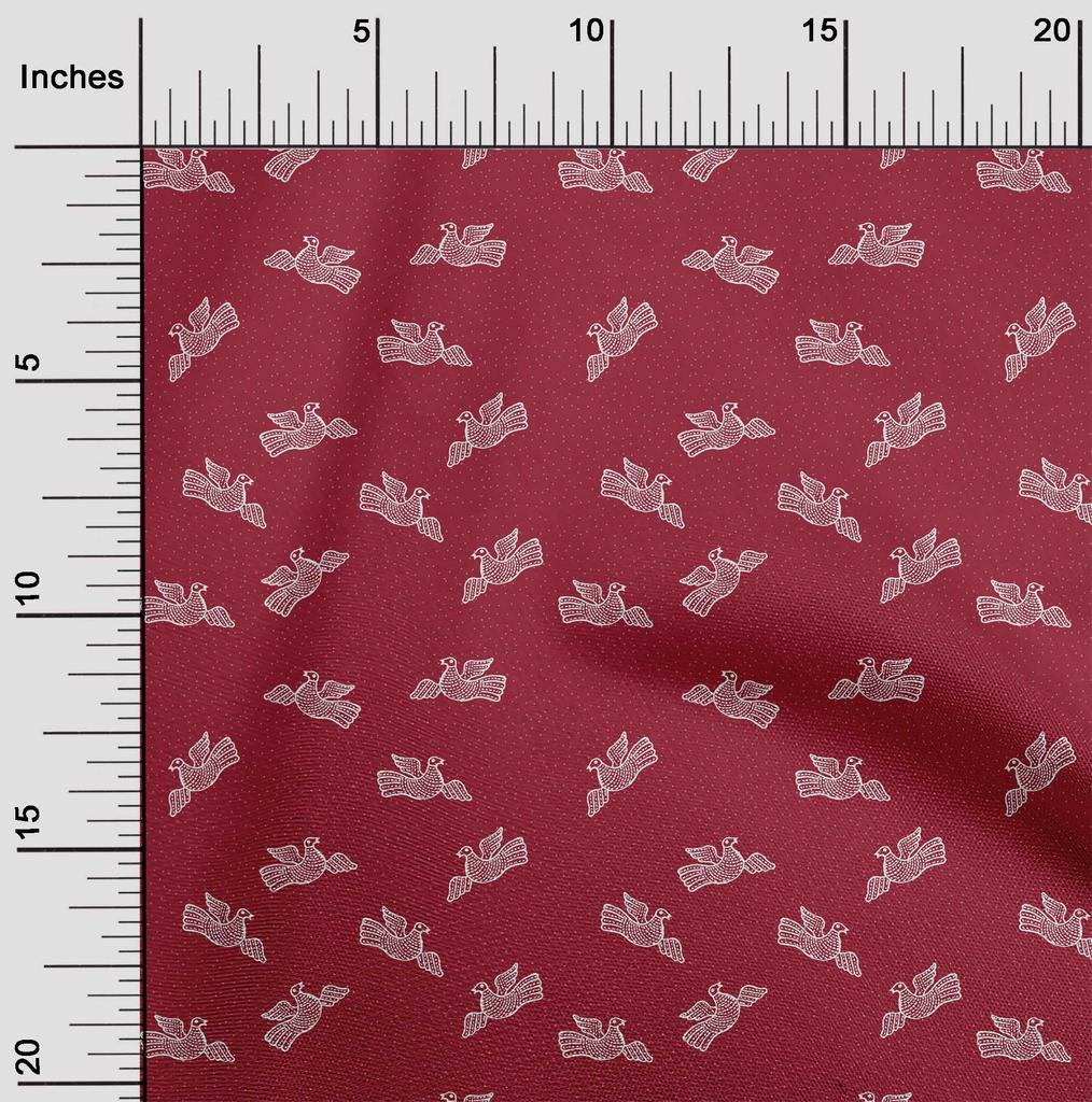 oneOone Tissu Coton Flex Marron Pois & Oiseau Bloc Tissu à Coudre au Mètre Imprimé Fournitures de Couture pour Vêtements DIY 40 Pouces