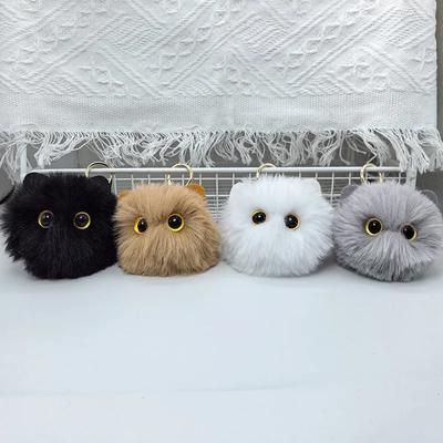 Lovely Plush Cat Key Holder Stuffed Toy Big-eyed Cat Doll Gold Color Buckle Keychains Schoolbag Ornament